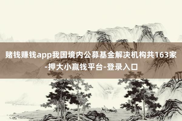 赌钱赚钱app我国境内公募基金解决机构共163家-押大小赢钱平台-登录入口