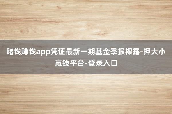 赌钱赚钱app凭证最新一期基金季报裸露-押大小赢钱平台-登录入口