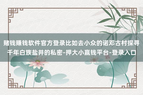 赌钱赚钱软件官方登录比如去小众的诺邓古村探寻千年白族盐井的私密-押大小赢钱平台-登录入口