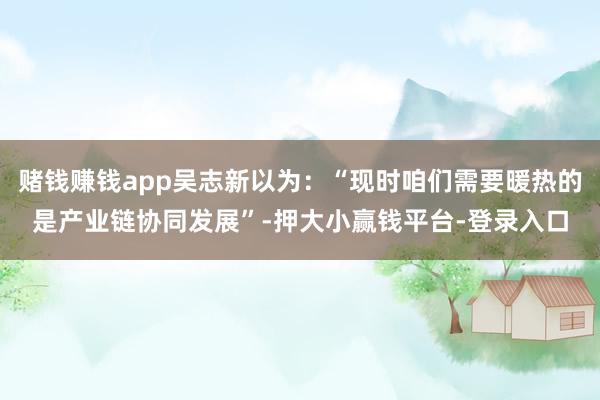 赌钱赚钱app吴志新以为：“现时咱们需要暖热的是产业链协同发展”-押大小赢钱平台-登录入口