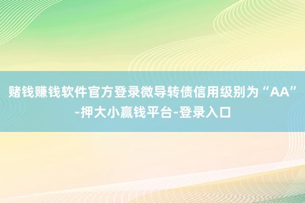 赌钱赚钱软件官方登录微导转债信用级别为“AA”-押大小赢钱平台-登录入口